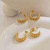 Women's 316L Stainless Steel Geometric Cshaped Twist Earrings 18K Gold Plated