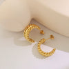 Women's 316L Stainless Steel Geometric Cshaped Twist Earrings 18K Gold Plated
