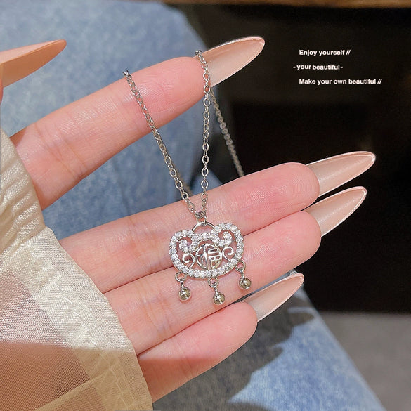 Women's Titanium Steel Geometric Design Mixed Gemstone Setting Cross Chain Necklace