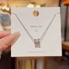 Women's Titanium Steel Geometric Design Mixed Gemstone Setting Cross Chain Necklace