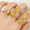 Women's 316L Stainless Steel Geometric Diamond Open Ring Gold Plated French Style Light Luxury Fashion Niche