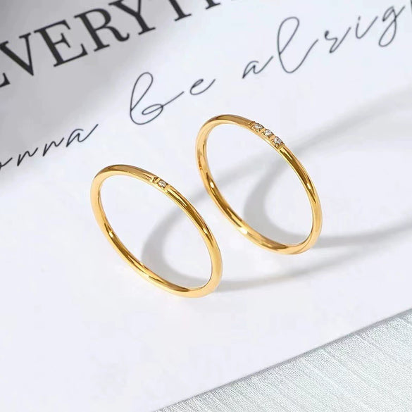 Women's Titanium Steel Geometric Diamond Ring