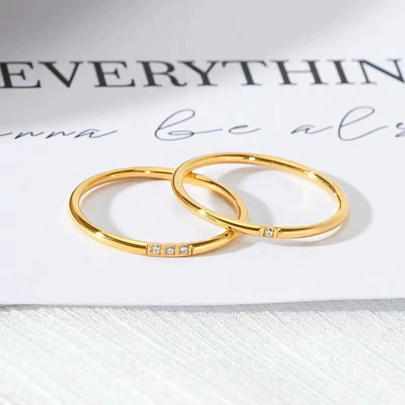Women's Titanium Steel Geometric Diamond Ring