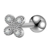 Women's Titanium Steel Geometric Diamond Style Ear Studs With Thin Needle Screw Back Princess Style Cartilage And Helix Earrings