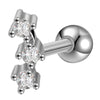 Women's Titanium Steel Geometric Diamond Style Ear Studs With Thin Needle Screw Back Princess Style Cartilage And Helix Earrings