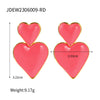 Women's Titanium Steel Geometric Double Earrings With Electroplating And Nonfading Love Pendant
