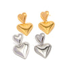Women's Titanium Steel Geometric Double Earrings With Electroplating And Nonfading Love Pendant