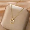 Women's Titanium Steel Geometric Double Ring Pendant Clavicle Chain With Rectangular Design
