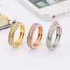 Women's Titanium Steel Geometric Double Row Circle Ring With Full Rhinestone Inlay Electroplated Stainless Steel Fashion Jewelry