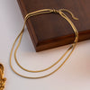Women's Titanium Steel Geometric Doublelayer Twist Necklace With Electroplating And Snake Bone Chain