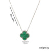 Women's Titanium Steel Geometric Doublesided Fourleaf Clover Necklace With O Word Chain Electroplated