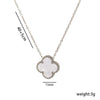 Women's Titanium Steel Geometric Doublesided Fourleaf Clover Necklace With O Word Chain Electroplated