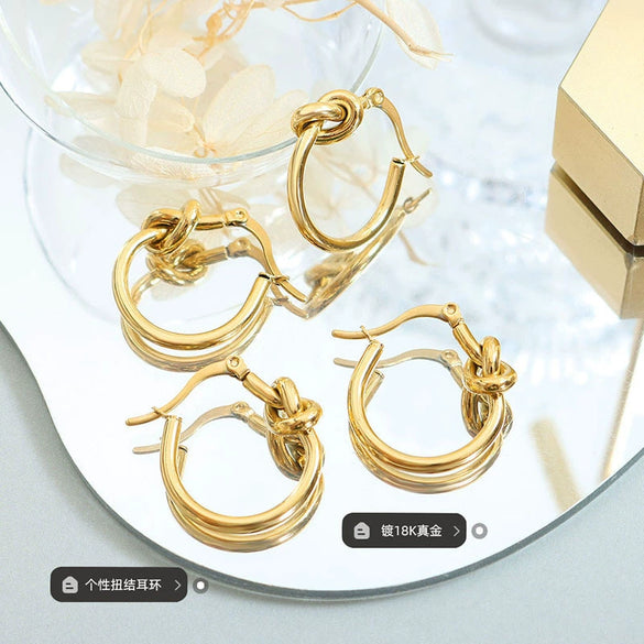 Women's Titanium Steel Geometric Electroplated Earrings