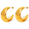 Women's 316L Stainless Steel Geometric Electroplating Cshaped Halfmoon Hollow Simple Smooth Earrings