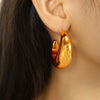 Women's 316L Stainless Steel Geometric Electroplating Cshaped Halfmoon Hollow Simple Smooth Earrings