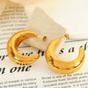 Women's 316L Stainless Steel Geometric Electroplating Cshaped Halfmoon Hollow Simple Smooth Earrings