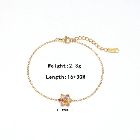 Women's Titanium Steel Geometric Flower Style Electroplating Bracelet Jewelry