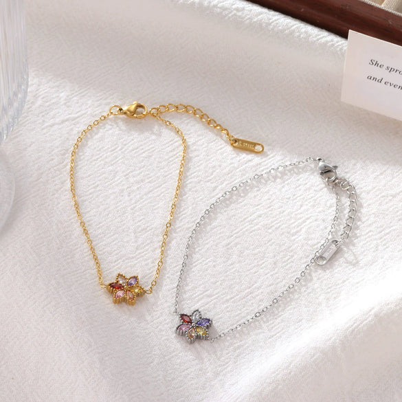 Women's Titanium Steel Geometric Flower Style Electroplating Bracelet Jewelry