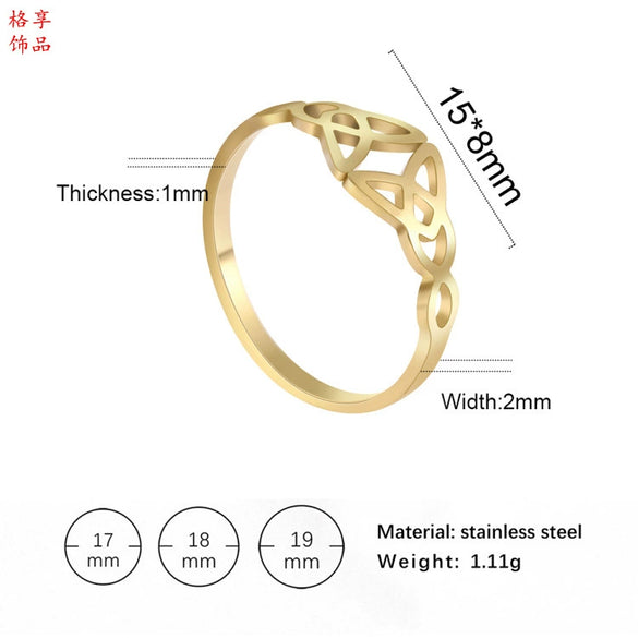 Women's Titanium Steel Geometric Flower Triangle Tassel Ring With Polished Natural Style Design