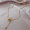 Women's Titanium Steel Geometric Gold Ball Necklace Minimalist Snake Chain Electroplated Non Tarnish Clavicle Chain