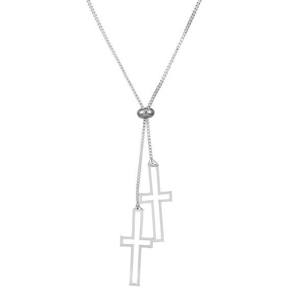 Women's Titanium Steel Geometric Heart Shape Pullout Clavicle Chain Necklace With Electroplating And Snake Bone Chain Style