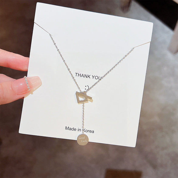 Women's Titanium Steel Geometric High Sense Electroplated Cross Chain Necklace