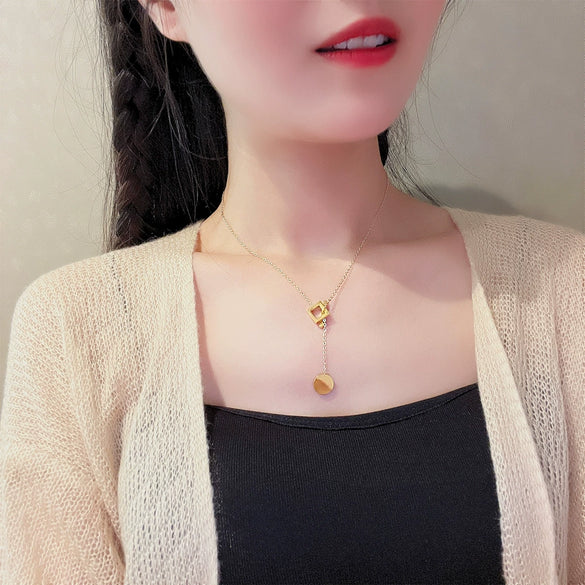 Women's Titanium Steel Geometric High Sense Electroplated Cross Chain Necklace