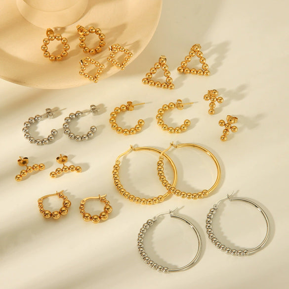 Women's Titanium Steel Geometric Hollow Electroplated Earrings
