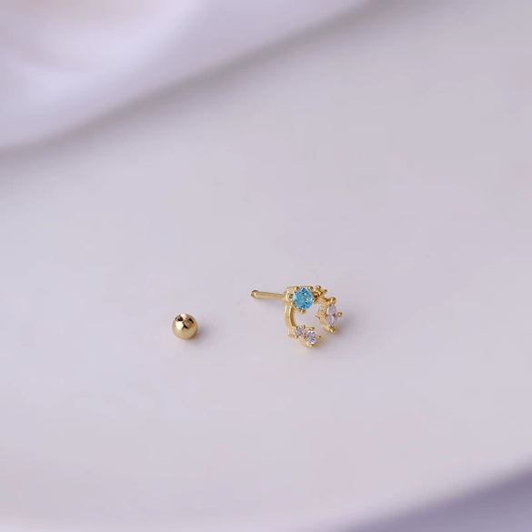 Women's Titanium Steel Geometric Inlaid Zircon Ear Nail Earrings