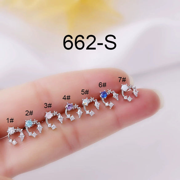Women's Titanium Steel Geometric Inlaid Zircon Ear Nail Earrings