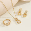 Women's Titanium Steel Geometric Jewelry Electroplated With Mixed Gemstone Setting Including Earrings Ring Necklace