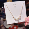 Women's Titanium Steel Geometric Mermaid Pearl Necklace With Electroplating
