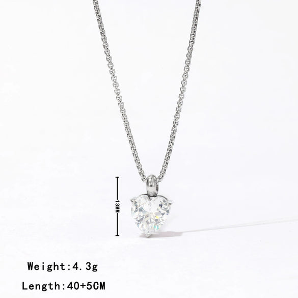 Women's Titanium Steel Geometric Minimalist Love Necklace With Box Chain And Electroplating