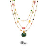 Women's Titanium Steel Geometric Natural Stone Gold Inlaid Clavicle Necklace