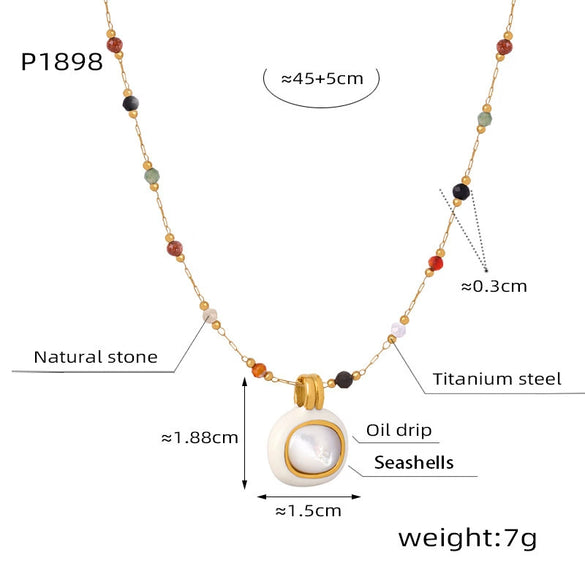 Women's Titanium Steel Geometric Natural Stone Gold Inlaid Clavicle Necklace