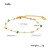 Women's Titanium Steel Geometric Natural Stone Gold Inlaid Clavicle Necklace
