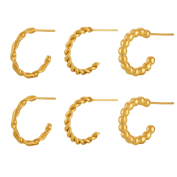 Women's Titanium Steel Geometric Pattern Cshaped Earrings With Electroplating And Cold Simple Style