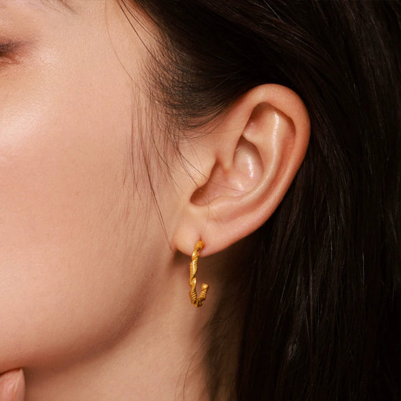 Women's Titanium Steel Geometric Pattern Cshaped Earrings With Electroplating And Cold Simple Style
