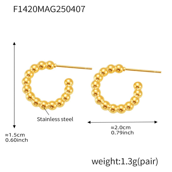 Women's Titanium Steel Geometric Pattern Cshaped Earrings With Electroplating And Cold Simple Style