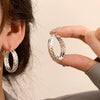 Women's Titanium Steel Geometric Pattern Polished Wheat Ear Woven Elegant Earrings