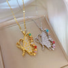 Women's Titanium Steel Geometric Pendant Necklace With Copper Pendant And Electroplating Process