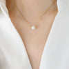 Women's Titanium Steel Geometric Pendant Necklace With Freshwater Pearl And Electroplated Finish Simple Natural Style