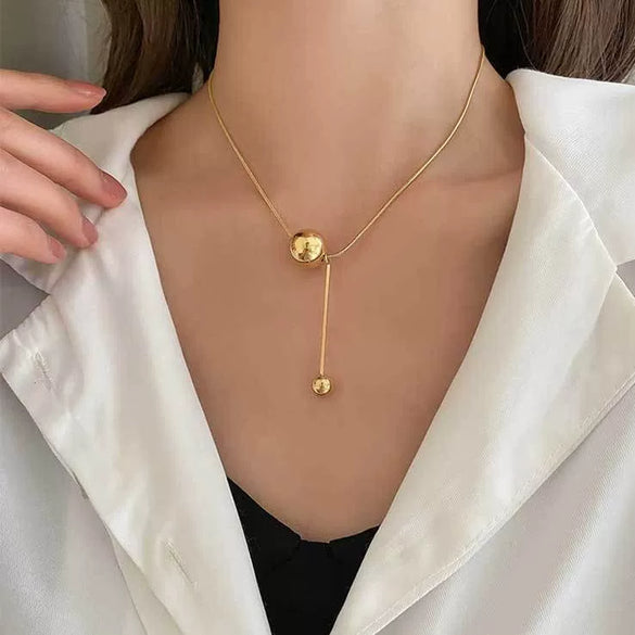 Women's Titanium Steel Geometric Pendant Necklace With Snake Bone Chain Electroplated Fashion Collarbone Jewelry
