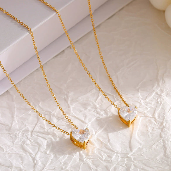 Women's 316L Stainless Steel Geometric Pendant Stacked Clavicle Chain 18K Goldplated Necklace