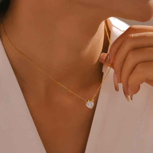 Women's 316L Stainless Steel Geometric Pendant Stacked Clavicle Chain 18K Goldplated Necklace