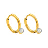 Women's 316L Stainless Steel Geometric Plain Ring Earrings Gold Plated Inlaid Zircon Electroplated