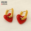 Women's Titanium Steel Geometric Red Love Earrings With Electroplating