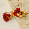 Women's Titanium Steel Geometric Red Love Earrings With Electroplating