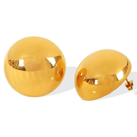 Women's 316L Stainless Steel Geometric Retro Metal Ball Eggshell Earrings With Electroplating
