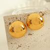 Women's 316L Stainless Steel Geometric Retro Metal Ball Eggshell Earrings With Electroplating
